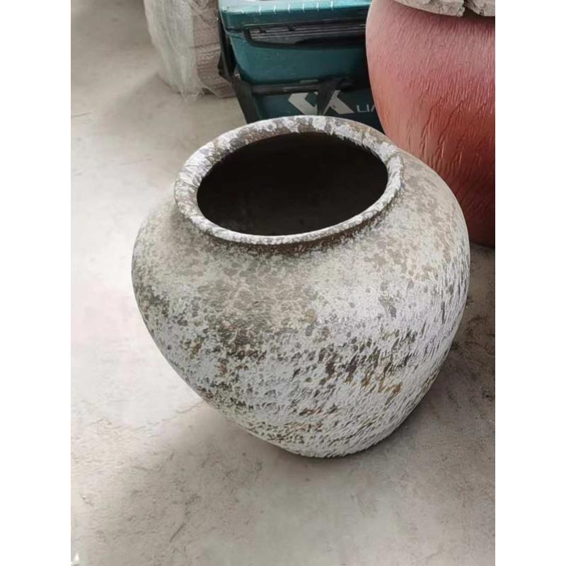 复古粗陶土做旧陶瓷花瓶落地大号花盆景观摆件禅意干支陶罐工艺品