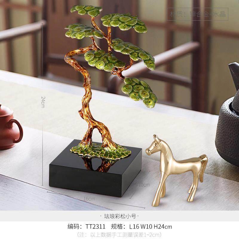 高档新式禅意珐琅彩摆迎客松公室件领导家居客中厅酒柜书桌面装饰,家居饰品,装饰摆件,淘宝优惠券,粉丝福利购,淘宝优惠卷