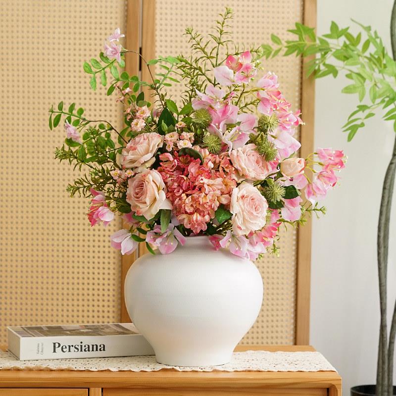 设计师高档玫瑰花彷真花花束软装样板间客厅玄关摆设卧室装饰假花