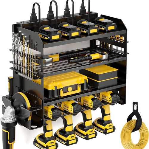 壁挂式多功能电动工具架重型车库工具储存架手电钻收纳挂架螺丝刀