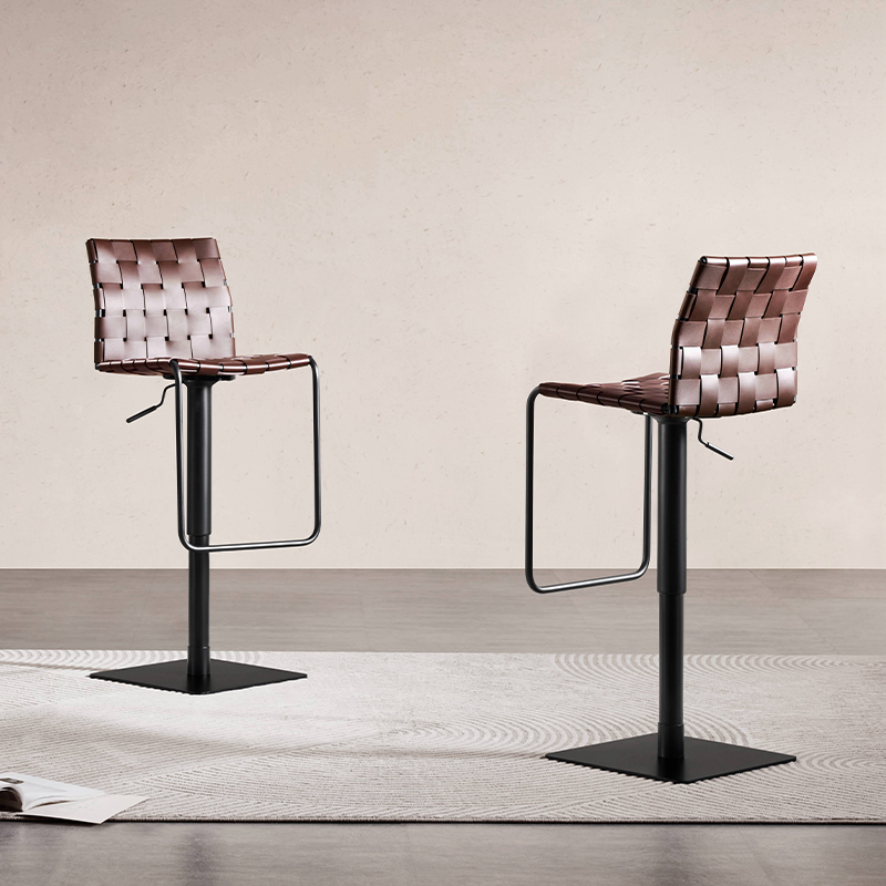 FOMIX意式极简马鞍皮吧椅家用现代简约酒吧高脚吧台椅可升降旋转