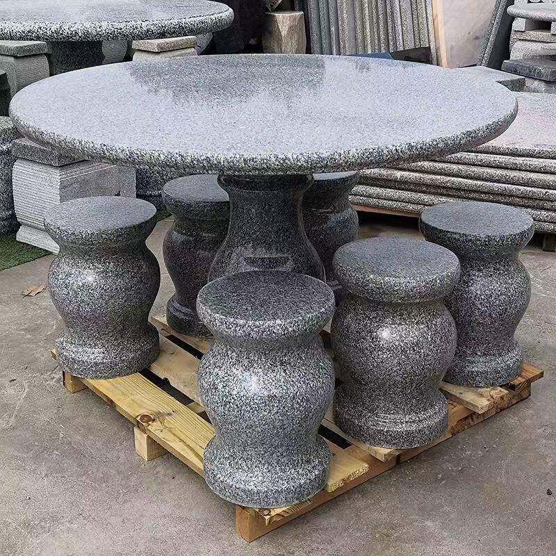 石桌石庭院花别墅大石户01外理家用圆桌仿古花岗岩石头桌凳子园一