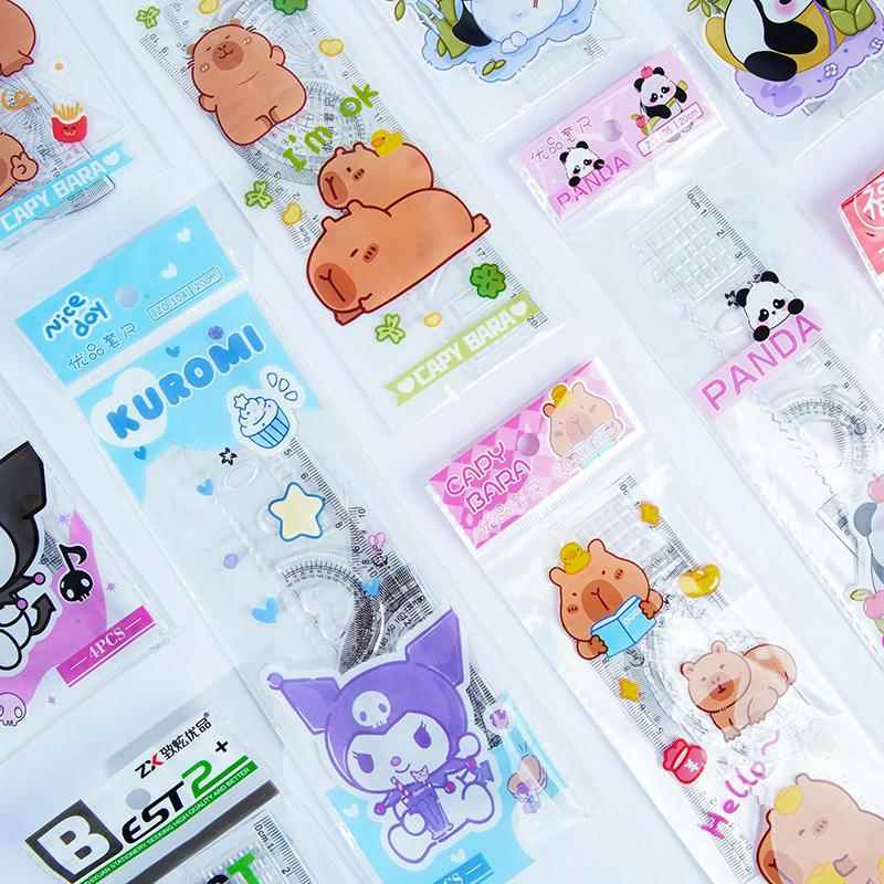 特价小学生尺子文具儿童直尺套装卡通可爱套尺三角尺一套学习用品