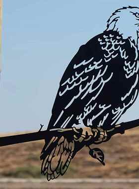 跨境金属铁艺园林装饰不锈钢喷漆猫头鹰户外庭院模具工艺品摆件