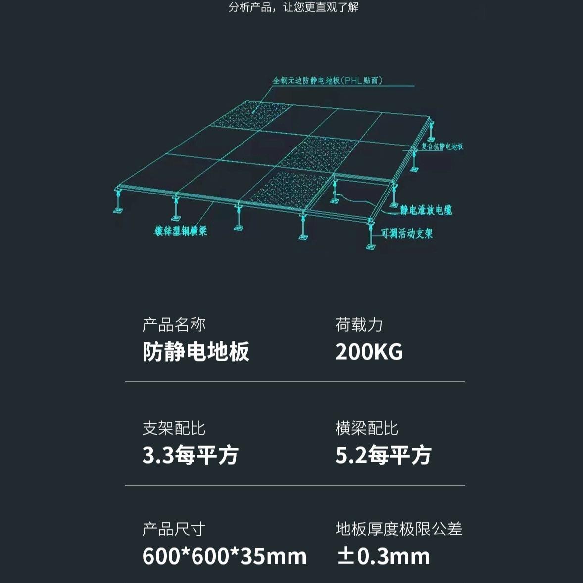 全钢有边防静电地板多种规格包机297房动地板装高架空PV活C面地安