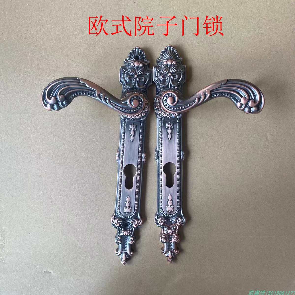 户外不锈钢大门锁别墅双开门执手锁铝艺庭院门把手对开门拉手锁具