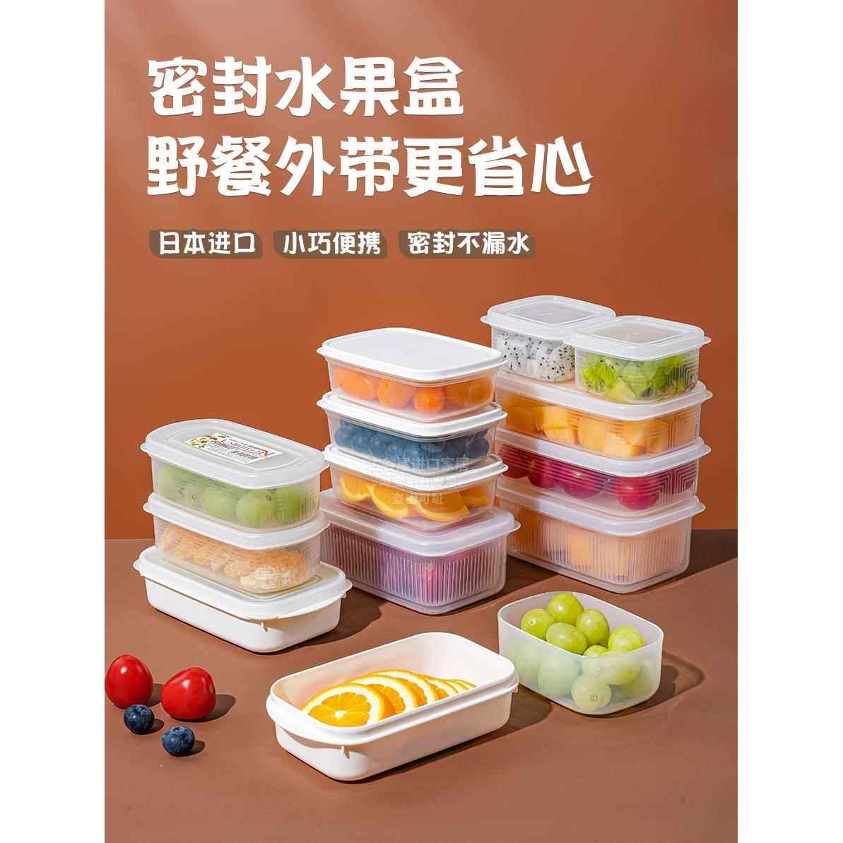 日本进口水果盒外带便当盒儿童小学生春游专用外出便携式野餐饭盒