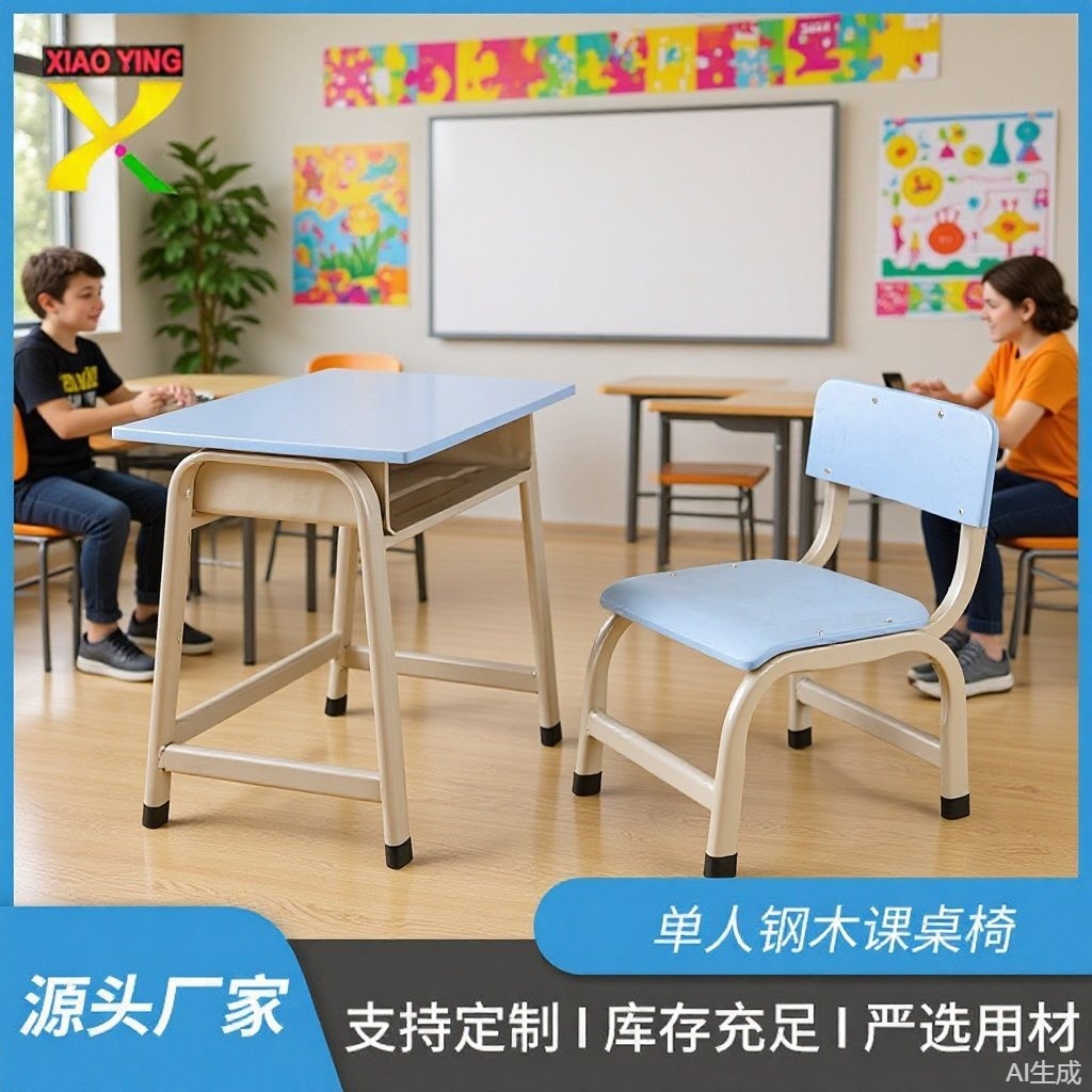 学校课桌椅中小学生单人升降课桌椅学校课桌椅培训班学习课桌椅