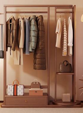 实衣架帽家架落地卧室用客厅木挂衣56301穿衣镜一体入户全身镜衣