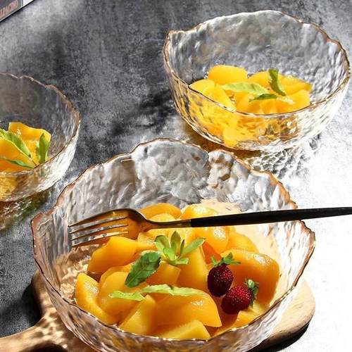 水果盘ins透明餐具金边玻璃碗