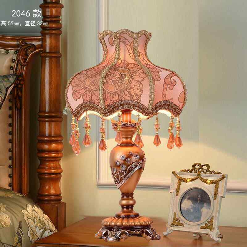 正品欧床头灯式田园调卧室台灯书房客厅蕾丝公主馨宫廷奢华结温婚