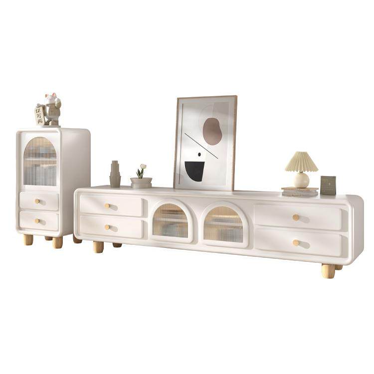 2025新款奶油风小户型电视柜收纳储物柜边柜一体组合客厅原木风