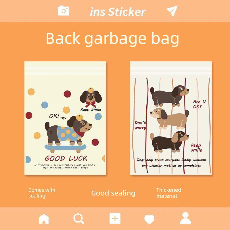 新款达克斯猎犬小狗车垃圾袋可爱的卡通贴纸学校书桌垃圾收纳袋