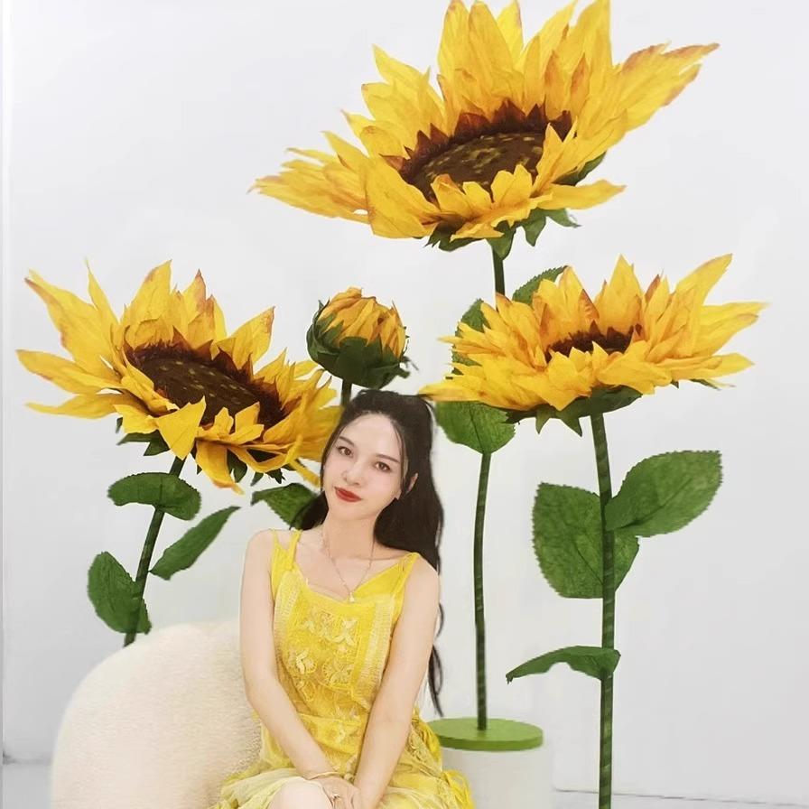 大型向日葵仿真纸花户外防水婚庆道具路引婚礼布置舞台橱窗装饰