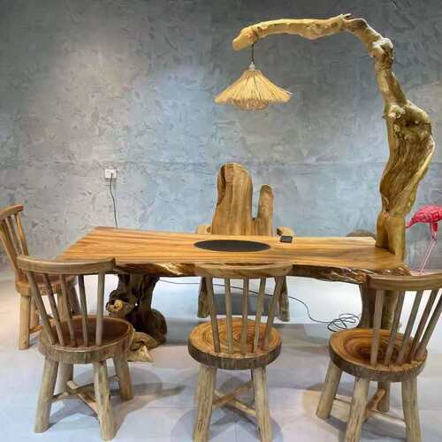 香樟木茶台原木根雕大板灯架桌原生态茶几家用小阳台茶桌椅组合