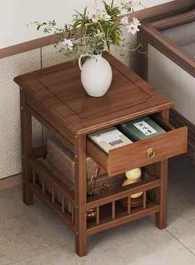 黑胡桃色楠竹实木茶几双层小户型客厅新中式阳台飘窗茶桌家用茶台