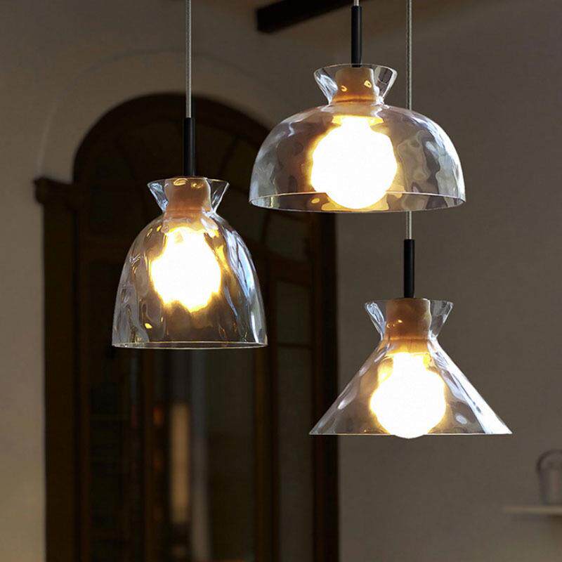 北欧饭厅餐厅三头吊灯日式床头玻璃餐桌原木吧台简约单头极简LED