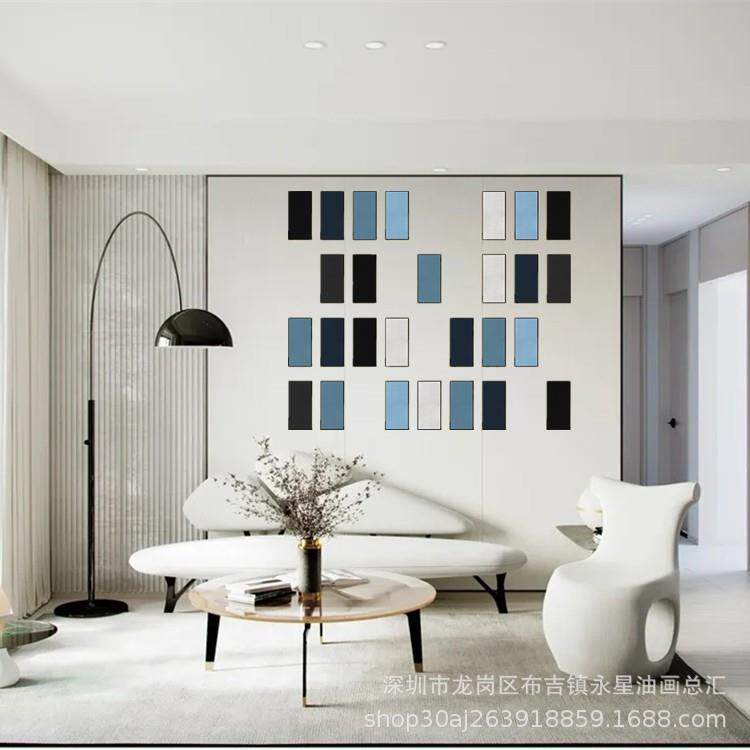 现代简约装饰画纯色小画样板房挂画大堂组合拼贴墙画软装画极简