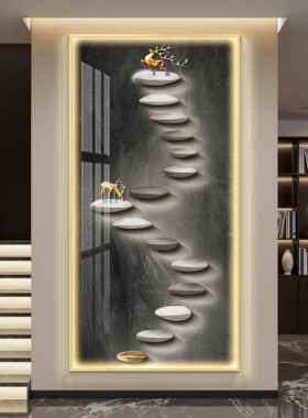轻奢led带灯入户进门玄关装饰画走廊过道挂画壁画现代简约高级感