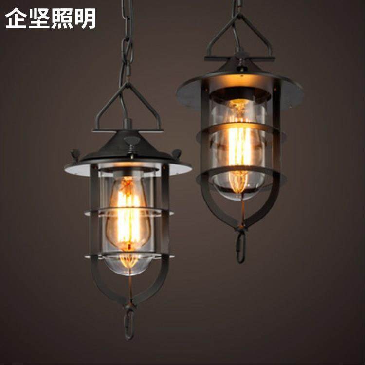 loft美式风格仓库阳台过道铁艺灯具复古工业餐厅饭厅吧台吊灯