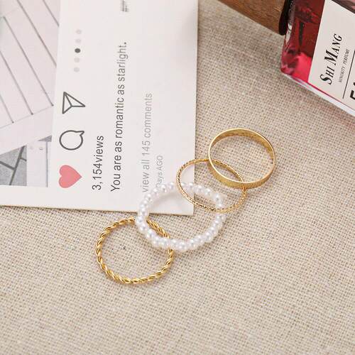 personality ins simple pearl rings elegant joints ring 戒指