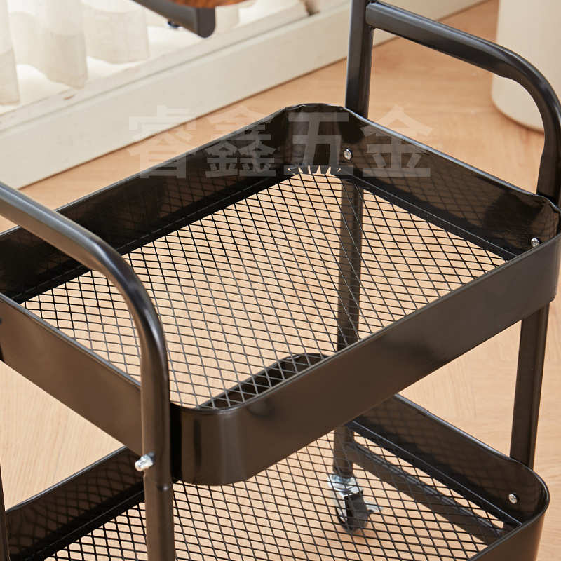 中古风置物架可移动小推车多层可收纳电脑桌落地厨房卧室储物架子