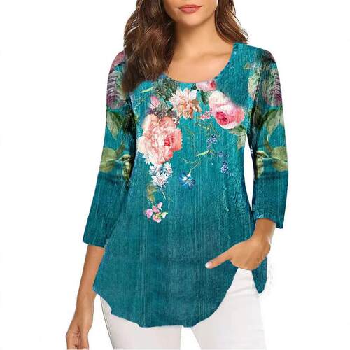 【Plus Size】Elegant Vintage Ethnic Pattern Long Sleeves Top