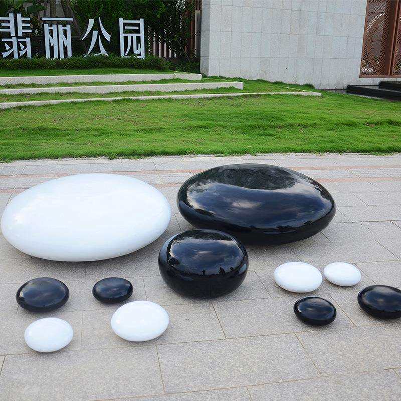 黑白棋子玻璃钢大型雕塑户外校园棋社公园石头装饰品仿真围棋摆件