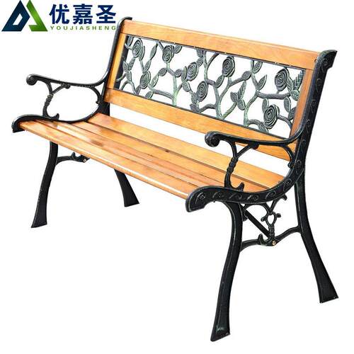 户钢木公园椅铸外铁休闲椅小区花园管PVC铸铁钢木靠背长椅室外钢