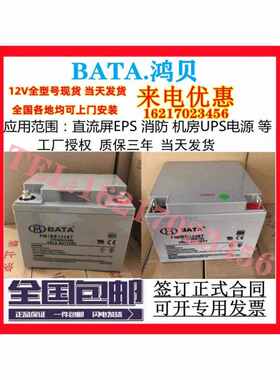 BATA鸿贝蓄电池FM/BB1228T/12V7a18a24a28a33a40a65a100ah直流屏