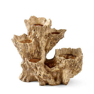 多花盆 加大号树脂仿真木头仿古盆栽厂家直销肉多孔摆件花盆