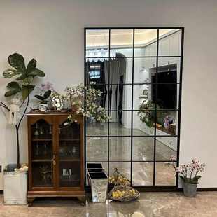店法式 现代简约全身镜ins几何穿衣镜家用客厅方形落地镜服装 复古