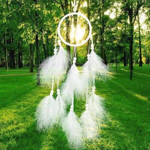 Handmade Dream Catcher Home Decor Original Feather Pearl