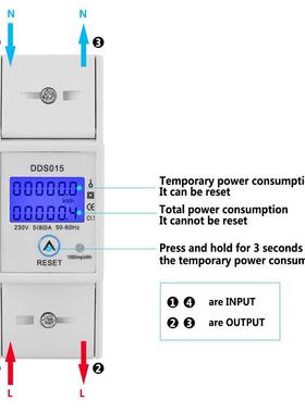 DDS015M 可清零复位背光显示单相家用导轨电能表5-80A 230V