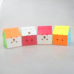 Cube 梯色黄色顶房子魔方三阶魔屋魔方3X3彩色变形魔方Magichouse