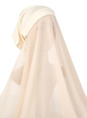 Pearl chiffon ladies turban veil珍珠雪纺女士围巾筒帽一体长巾