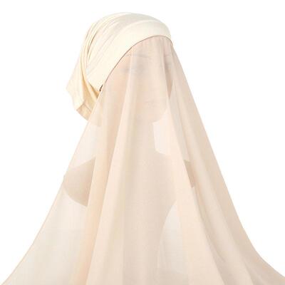 Pearl chiffon ladies turban veil珍珠雪纺女士围巾筒帽一体长巾