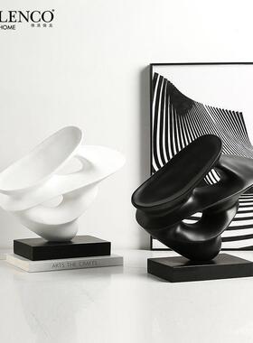 意式极简创意黑白抽象艺术雕塑售楼处酒店玄关电视柜家居装饰摆件