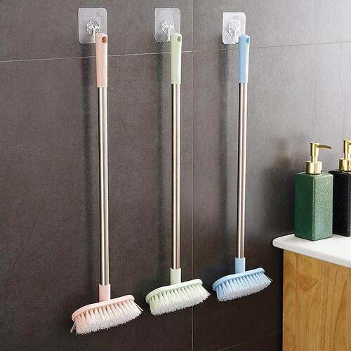 Long-handled hard bristle bathroom floor brush, perfect for