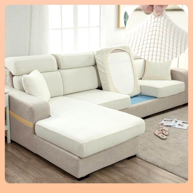 直销新款?弹力浴帽式沙发套罩全包梳化笠垫现代白色靠背头枕三坐