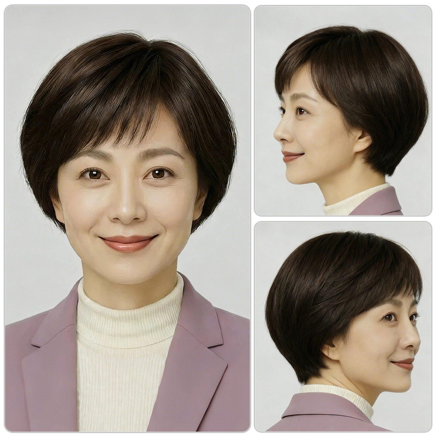 假发全头套女自然短发中老年女士真发头套全真发妈妈假发夏季透气