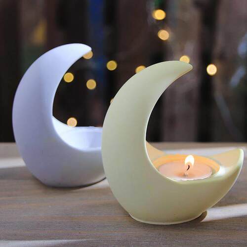 Crescent Candlestick Silicone Mold 3D Moon Candle Tray R