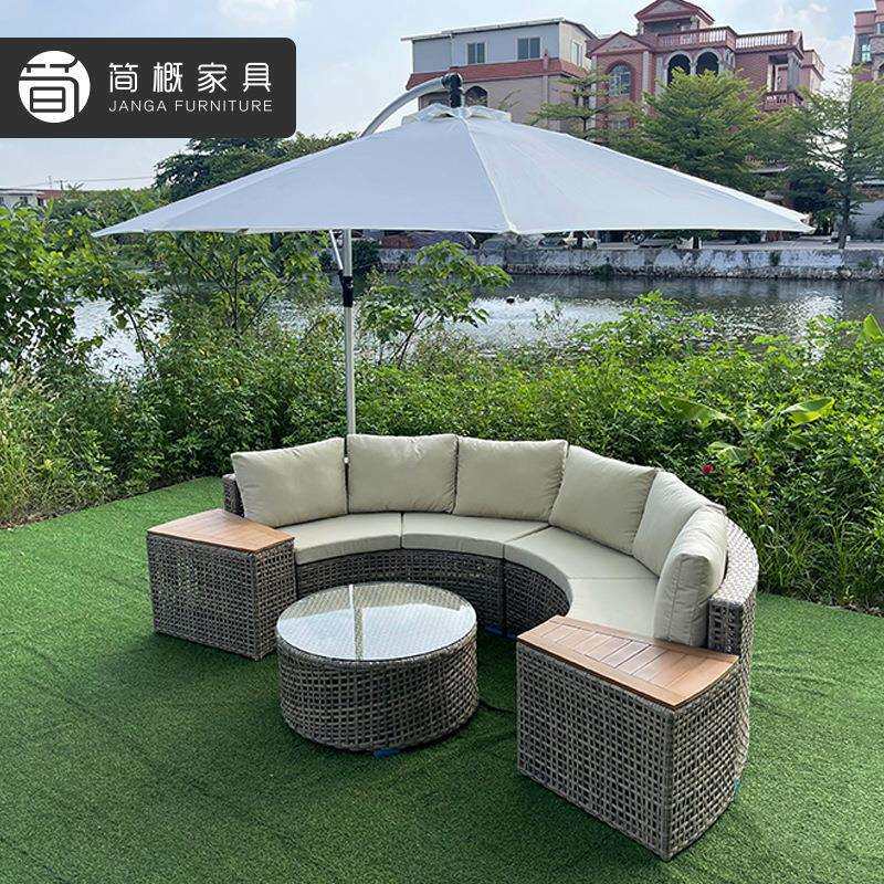 圆形沙发户外沙发环形藤沙发室外花园庭院酒店沙发半圆型沙发组合
