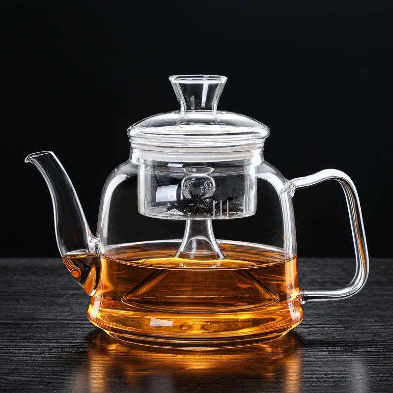 厂家加厚玻璃蒸茶壶煮茶壶耐温蒸汽煮茶器电陶炉加热黑茶壶