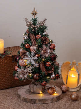 新品圣诞节带灯套餐桌面柜台45cm60cm发光圣诞树摆件装饰用品