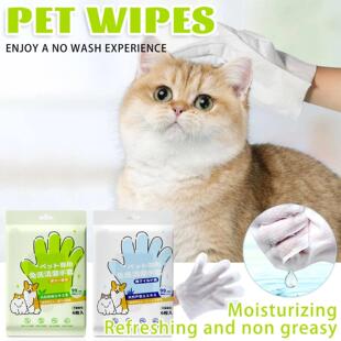 6pcs Pet Disposable Cleaning Gloves Wash Free Cats Dogs Spa
