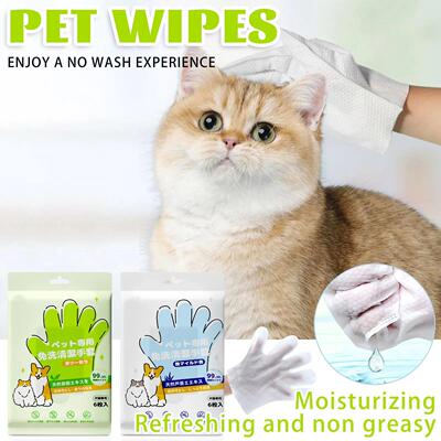 6pcs Pet Disposable Cleaning Gloves Wash Free Cats Dogs Spa