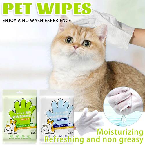 6pcs Pet Disposable Cleaning Gloves Wash Free Cats Dogs Spa