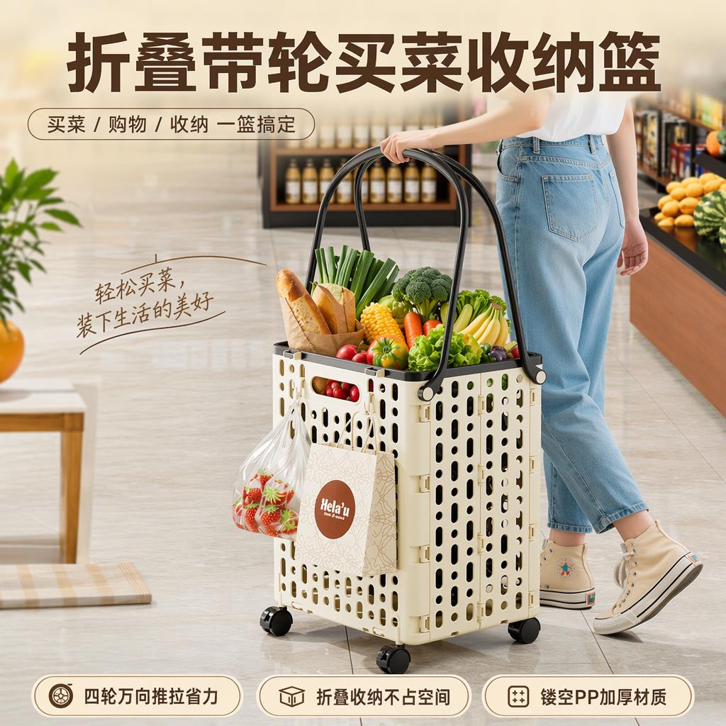 菜篮子多功能手推车小推车折叠家用购物车拿快递小推车买菜小拉车