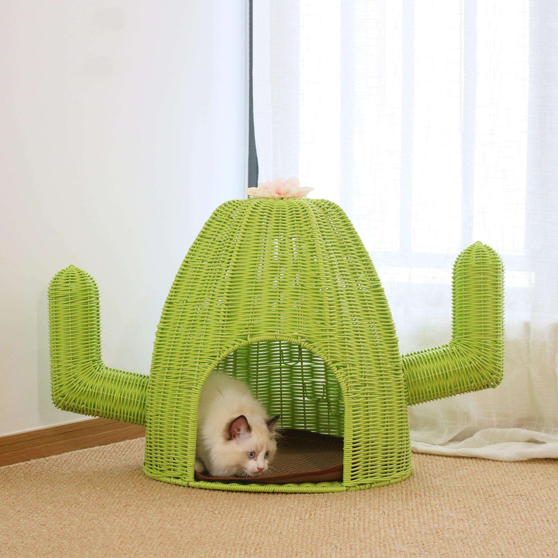 可水洗猫窝藤编宠物用品草编藤条半封闭冬季保暖